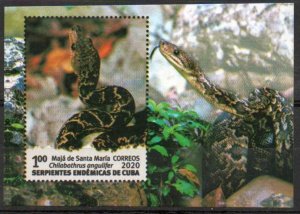 CUBA  NEW!  2020  SNAKES  SNAKES SNAKES   Souvenir Sheet  2020  MNH