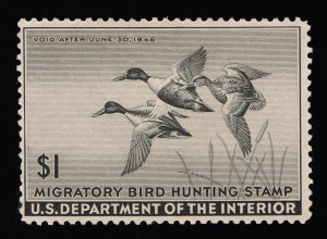 VERY AFFORDABLE GENUINE SCOTT #RW12 F-VF MINT OG H 1945 BLACK DUCK STAMP #19156