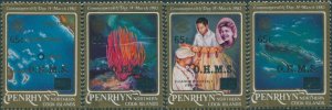 Cook Islands Penrhyn OHMS 1985 SGO39-O42 Commonwealth Day surcharges set MNH