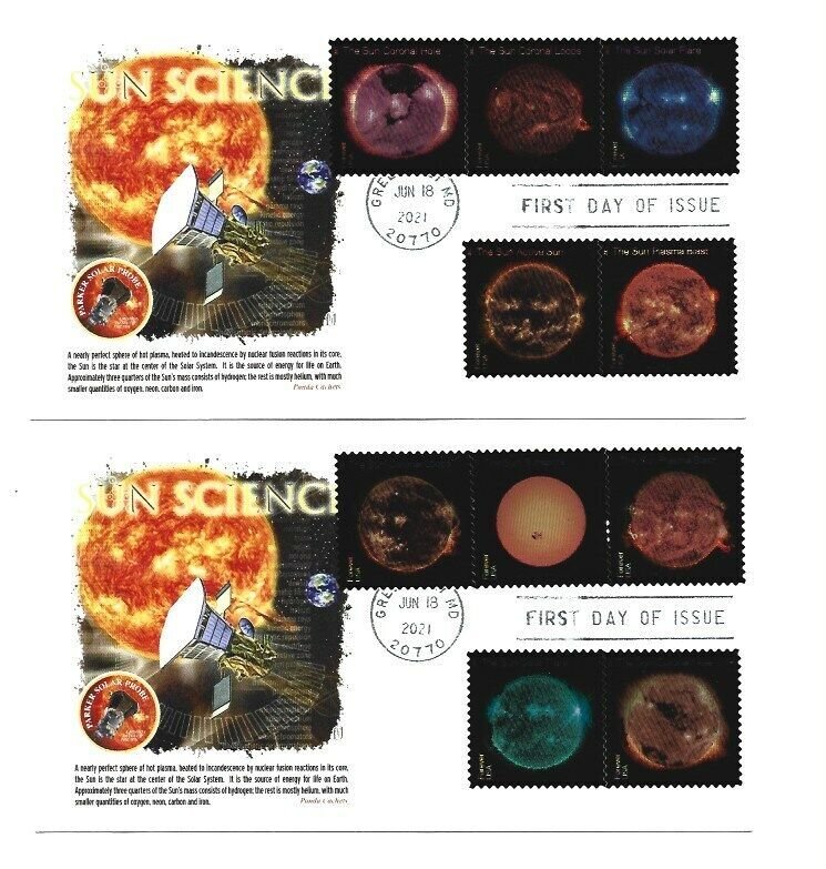 5598-07 Sun Science on two, Panda Cachets FDCs