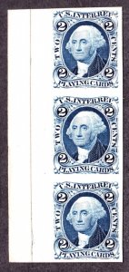 US R11P4 2c Playing Cards Revenue Plate Proof On Card Strip of 3 XF NH 