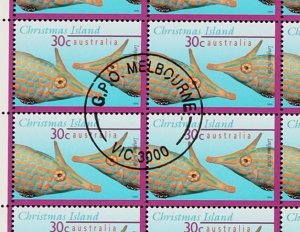 CHRISTMAS ISLANDS 1995 Fish 30c sheet of 50. CTO. SG 413 cat £25.