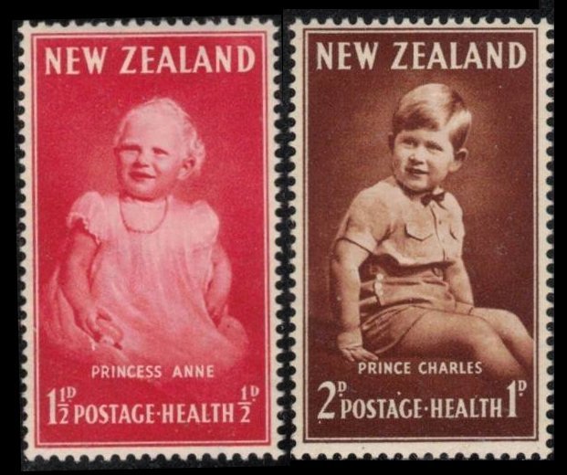 NEW ZEALAND 1952 #B40-B41 MNH CPL PRINCE CHARLES & PRINCESS ANNE#