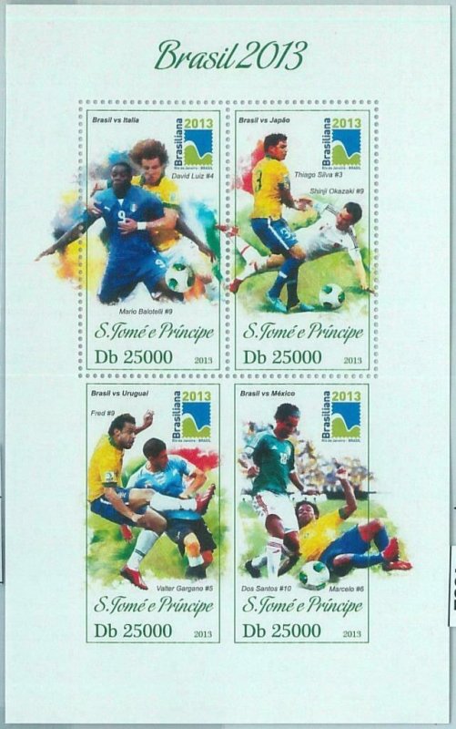 M1632    S TOME & PRINCIPE, ERROR, 2013 MISPERF SHEET:   Footbal, Brazil 2014