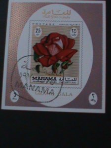 ​MANAMA-1970 WORLD FAMOUS ARTS-PAINTING-THE ROSE-CTO IMPERF-S/S VF-LAST ONE