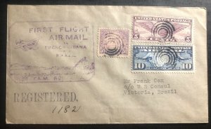 1930 St Thomas VI USA First Flight Airmail Cover FFC To Victoria Brazil