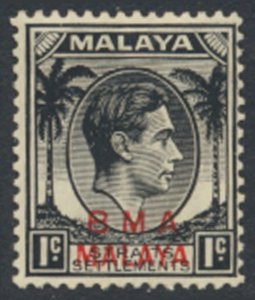 Straits Settlements SG 1  SC# 256 spacefiller OPT BMA see details & scans    