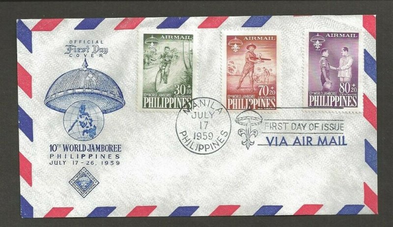 1959 Philippines Boy Scout World Jamboree airmail FDC Manila