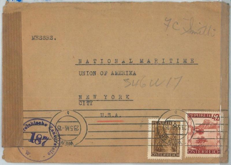 69825 - AUSTRIA  - POSTAL HISTORY - CENSORED COVER  to USA 1946