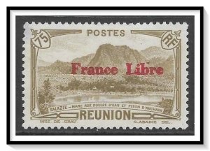 Reunion #201 France Libre Overprint NG Thin