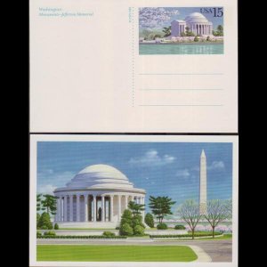 U.S.A. 1989 - Postal Card-Jefferson Memorial 15c