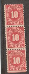 US# R201-Series 1914/Document, (3) 10c - red-(MNG),CV $21.00