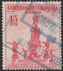 COLOMBIA YEAR 1954 AIRMAIL STAMP SCOTT # C242. USED. # 2