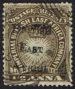 BRITISH EAST AFRICA 1895 LIGHT AND LIBERTY OVERPRINTED ½A USED