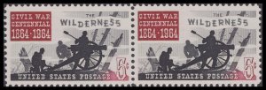 US 1181 Civil War Centennial The Wilderness 5c horz pair MNH 1964