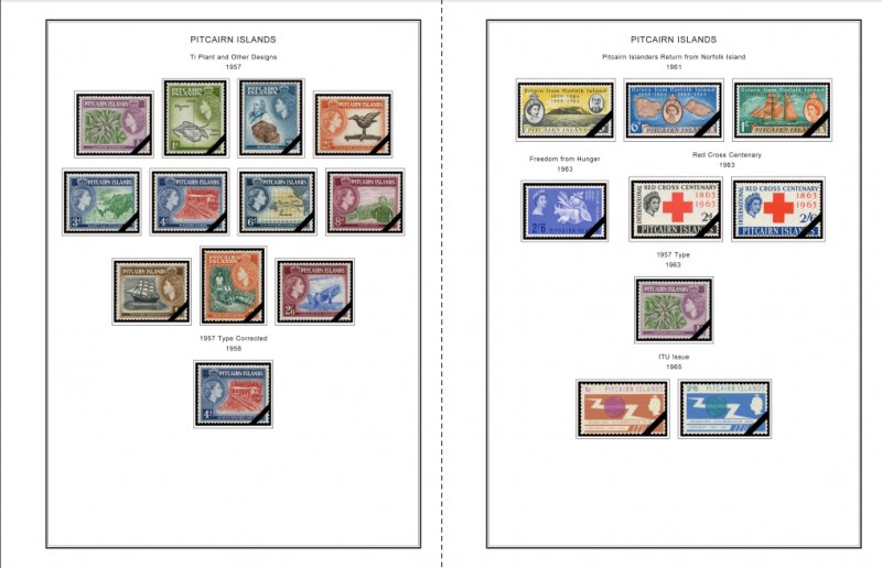 COLOR PRINTED PITCAIRN ISLANDS 1940-2010 STAMP ALBUM PAGES (118 illustr. pages)