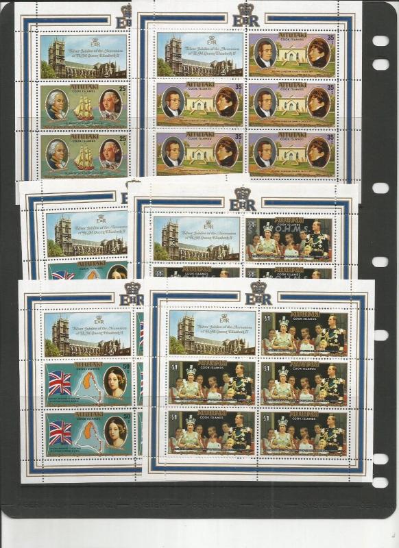 AITUTAKI SCOTT 148-51,151A,O11,O15 MNH ALL IN SHEETS O5 WITH LABELS SCV $35