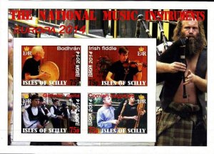 SCILLY ISLES - 2014-Europa, Musical Instruments-Imp 4v Sheet-M N H-Private Issue