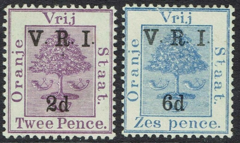 ORANGE FREE STATE 1900 VRI OVERPRINTED 2D AND 6D THICK V