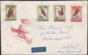 HUNGARY 1962 Birds -  airmail cover to New Zealand.........................A6131