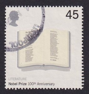 Great Britain  #1997  used 2001  anniversary Nobel Prize 45p