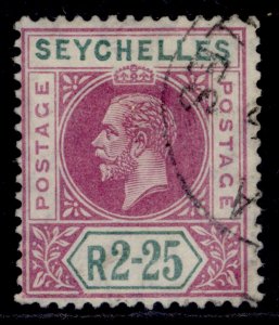 SEYCHELLES GV SG81, 2r 25 deep magenta & green, FINE USED.