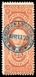 MOMEN: US STAMPS #R44c REVENUE HANDSTAMP Ex. JOYCE