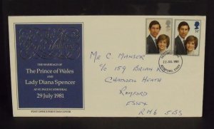 15482   GREAT BRITAIN   FDC # 950-951     The Royal Wedding 1981