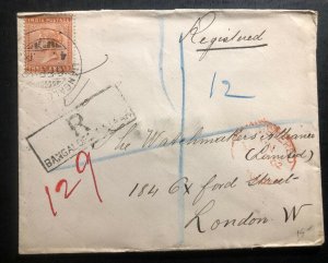 1902 Bangalore India Registered Cover To London England Wax Seal