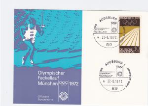 Germany 1972 Olympic Torch Relay augsberg  stamps card R21125