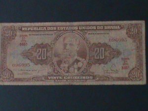 ​BRAZIL-1961-TESOURO NACIONAL-$20 CRUZEIRO CIR-VF-HARD TO FIND-FIRST NOTE