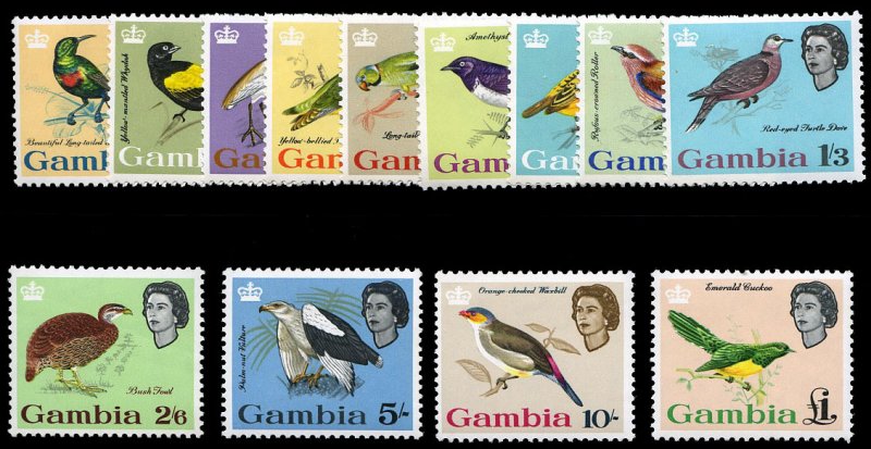 Gambia #175-187 (SG 193-205) Cat£85, 1963 Birds, complete set, never hinged
