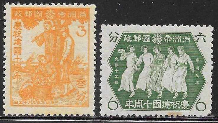 Manchukuo 146-147 MNH - 10th Anniversary of Manchoukuo