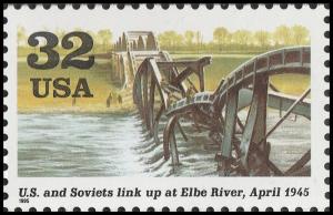 US 2981d 1945 Victory at Last Link up Soviets at Elbe River 32c single MNH 1995