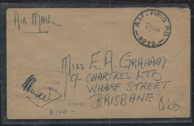 NORTH BORNEO COVER  (PP2712B) 1944 AIF AUSTRALIAN FORCES IN BORNEO CENSOR TO AUS