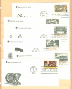 US 2018-2023 1982 6 different FDCS. U/A. Reader's Digest cachets. Wolf Trap Farm Park. American Architecture. St. Franci...