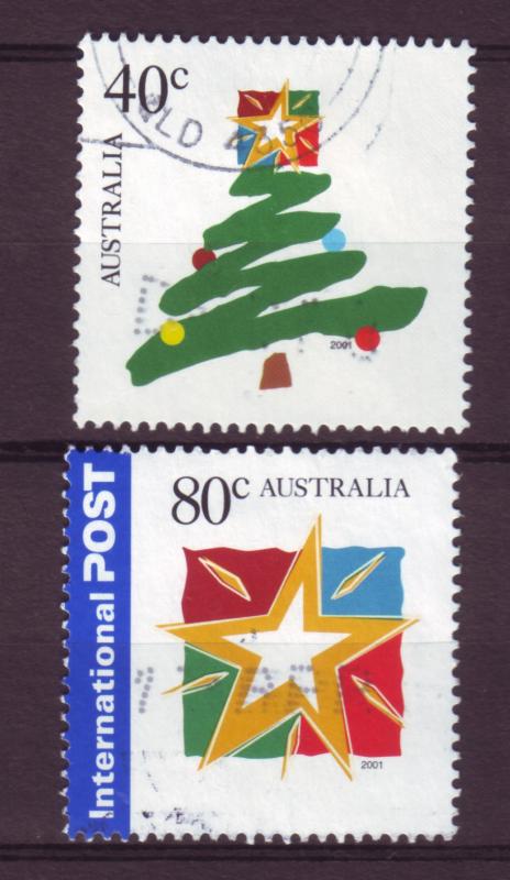 J12790 JLstamps 2001 australia set of 2 used #2000-1 christmas