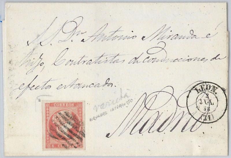 SPAIN  España - POSTAL HISTORY - COVER sobre - Edifil 48 with PRINTING ERROR!