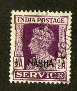 INDIA-NABHA STATE O42 USED SCV $2.25 BIN $1.00