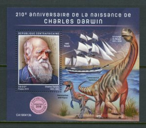 Central African Republic 2019: 210th Birth of Charles Darwin   s/s mint