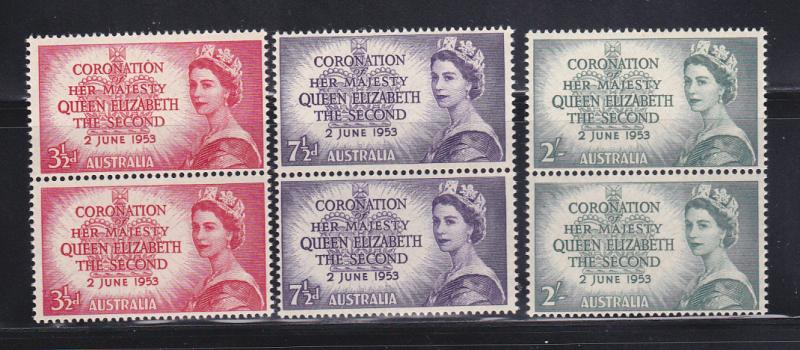 Australia 259-261 Pairs Set MNH Queen Elizabeth II Coronation (A)