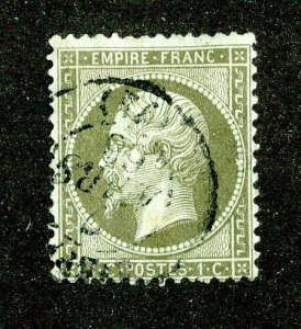 `1862 France Sc # 22 used cv. $30 ( 2462 WX )