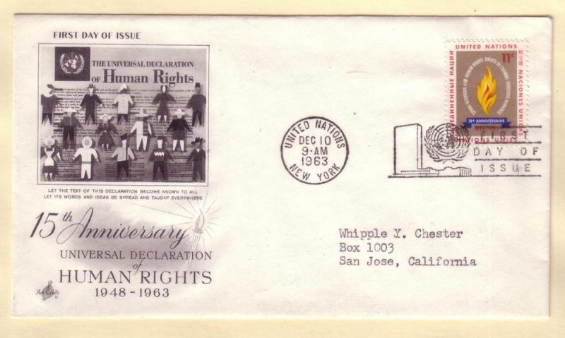 United Nations FDC Sc. # 122 Human Rights     L 58