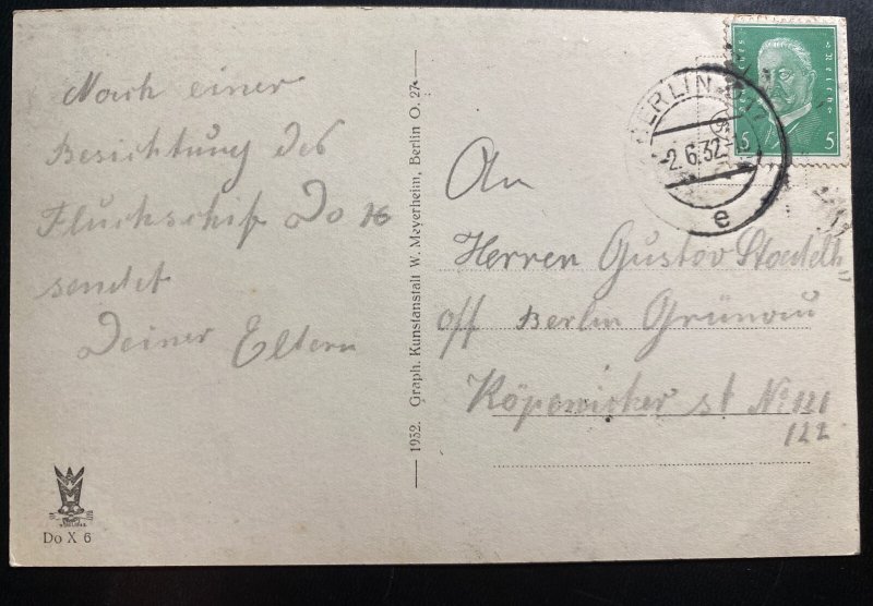 1932 Berlin Germany RPPC Real Picture Postcard Cover Do X Seaplane Type