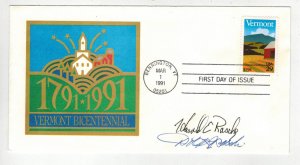 1991 VERMONT BICENTENNIAL 2533 SIGNED MONTPELIER POSTMASTER HAROLD RASCHE