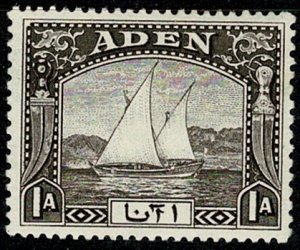 ADEN KG VI 1937 DHOW 1a SEPIA UNUSED (MINT HINGED) SG3 Wmk.MSCA P.13x12 VGC