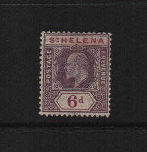 St Helena 1911 SG67a - 6d lightly mounted mint definitive ordinary paper