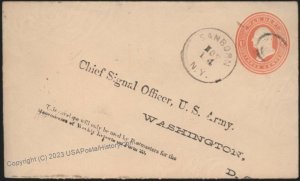 USA 3c War Department Misprint Postal Stationery Snaford NY 111614