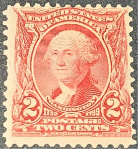 U.S. Stamp # 301, 2 cent Washington, MNH, F-VF, SCV $25.00