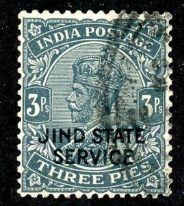 India- Convention States, Jhind, Scott #o36, Used